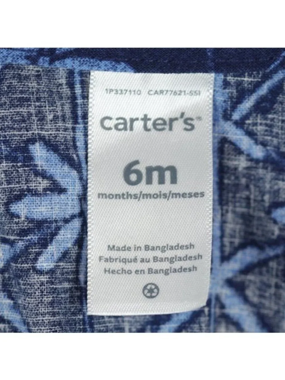 Carter's Infant Girls Size 6 Months Blue Floral Linen Woven Tiered Sun Dress
